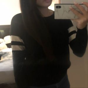 brandy melville black sweater w/ 2 stripes on arm